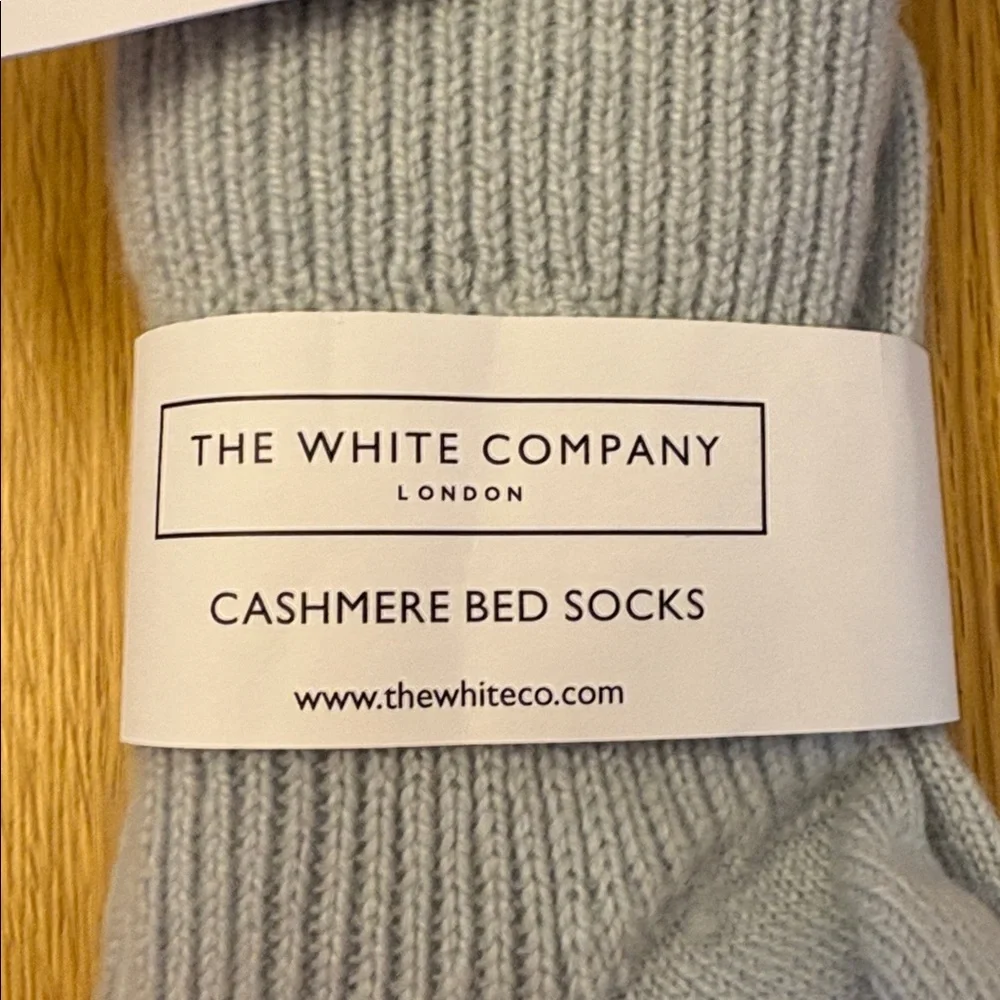 The White Company Pure Cashmere Bed Socks - Pale Blue - Picture 2 of 5